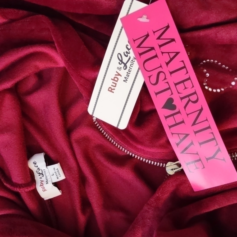 ruby & Lace Maternity Velvet Front Zipper Jacket Size L - Picture 8 of 8